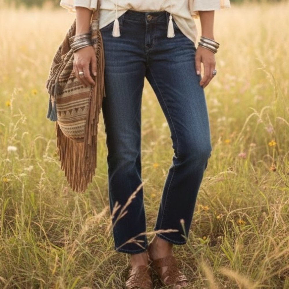 Silver Jeans Santorini Low Rise Straight Leg Denim Western Boho Chic Y2K